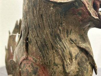 A large Chinese bronze Buddhist lion censer, probably Ming