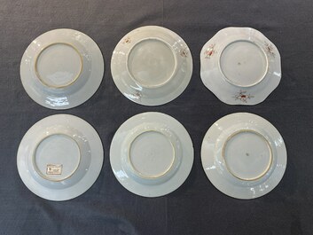 Tien Chinese blauw-witte, famille rose en verte borden, Kangxi en later