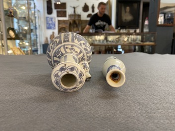 A Chinese blue and white kendi and a small vase, Hatcher Cargo, Transitional period