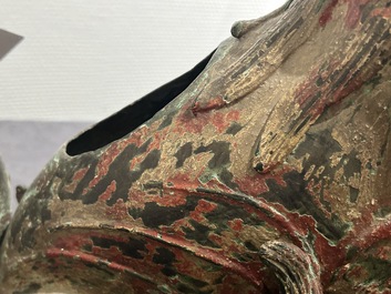 A large Chinese bronze Buddhist lion censer, probably Ming