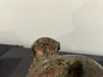 A large Chinese bronze Buddhist lion censer, probably Ming