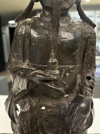 Sculpture de Wenchang Wang en bronze, Chine, Ming