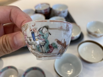 Een diverse collectie Chinese borden, koppen en schotels, Kangxi en later