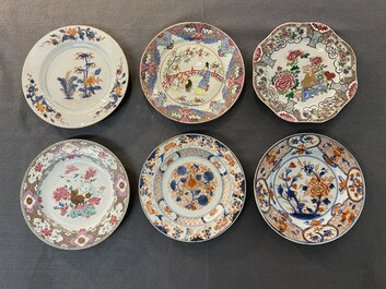 Tien Chinese blauw-witte, famille rose en verte borden, Kangxi en later
