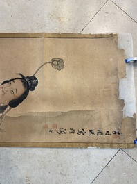 Japanse school, navolger van Sesson Shukei 雪村周継 (1504 &ndash; c. 1589): 'Twee onsterfelijken', inkt en kleur op papier