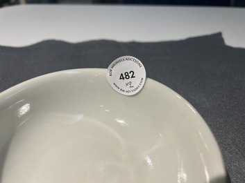 A pair of Chinese caf&eacute;-au-lait-ground famille rose 'grasshopper' bowls, Daoguang mark and of the period