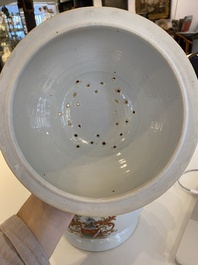 A Chinese Dutch market famille rose armorial tureen with pierced cover with the arms of 'de Heere', Qianlong