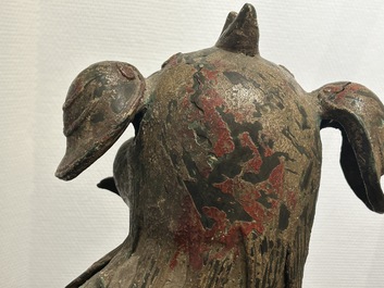 A large Chinese bronze Buddhist lion censer, probably Ming