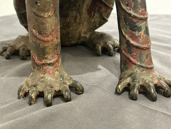 A large Chinese bronze Buddhist lion censer, probably Ming