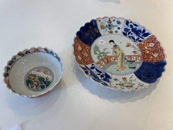 A lobed Chinese famille verte dish and a bowl, Kangxi