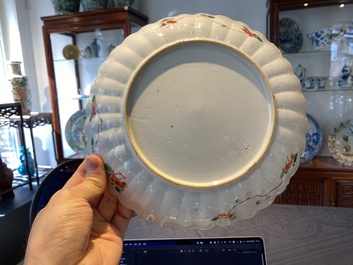 A lobed Chinese famille verte dish and a bowl, Kangxi