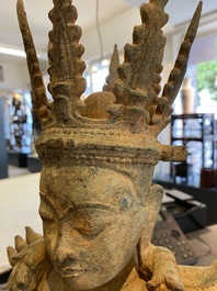 A Burmese bronze crowned Buddha, probably Haripunchai period, 12/13th C.
