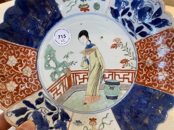 A lobed Chinese famille verte dish and a bowl, Kangxi