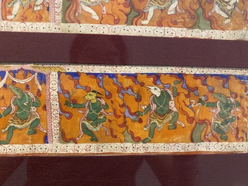 Eight tsaklis and three painted wood book covers, Tibet, 19th C.