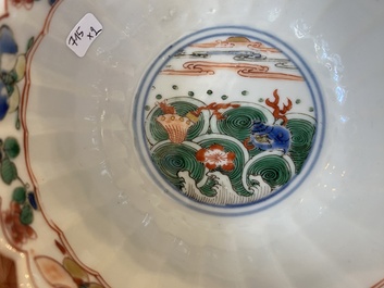 A lobed Chinese famille verte dish and a bowl, Kangxi