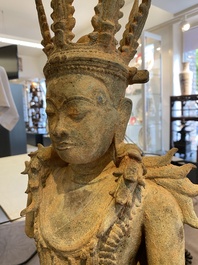 A Burmese bronze crowned Buddha, probably Haripunchai period, 12/13th C.
