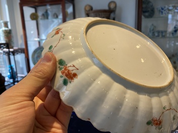 A lobed Chinese famille verte dish and a bowl, Kangxi