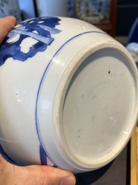 A Chinese blue and white ginger jar with playing boys with a qilin, Kangxi