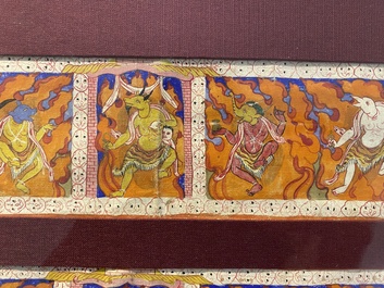Eight tsaklis and three painted wood book covers, Tibet, 19th C.