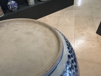 A Chinese blue and white Ming-style 'flower bouquet' dish, Qianlong