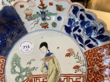 A lobed Chinese famille verte dish and a bowl, Kangxi