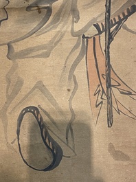 Japanse school, navolger van Sesson Shukei 雪村周継 (1504 &ndash; c. 1589): 'Twee onsterfelijken', inkt en kleur op papier