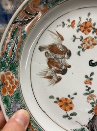 Two Chinese famille verte &lsquo;magpie and prunus&rsquo; dishes, Kangxi
