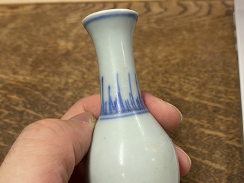 A Chinese blue and white kendi and a small vase, Hatcher Cargo, Transitional period