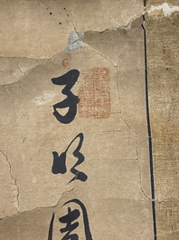 Japanse school, navolger van Sesson Shukei 雪村周継 (1504 &ndash; c. 1589): 'Twee onsterfelijken', inkt en kleur op papier