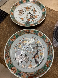 Two Chinese famille verte &lsquo;magpie and prunus&rsquo; dishes, Kangxi