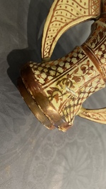 Deux vases hispano-mauresques &agrave; &eacute;mail lustr&eacute; de type 'Alhambra' et un vase en bois incrust&eacute; de pierres, Espagne et Afrique du Nord, 19/20&egrave;me