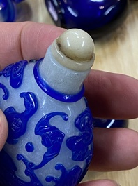 Eight Chinese glass snuff bottles, 19/20th C.