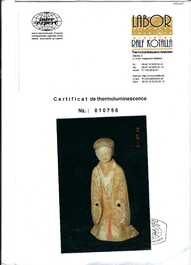 Three Chinese polychromed pottery figures of ladies, Han