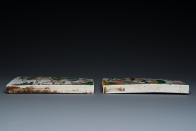 Two rectangular Chinese famille verte plaques, Kangxi