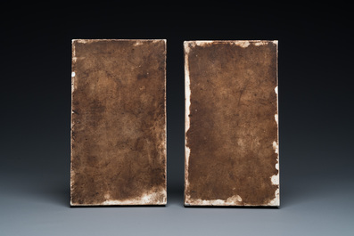 Two rectangular Chinese famille verte plaques, Kangxi
