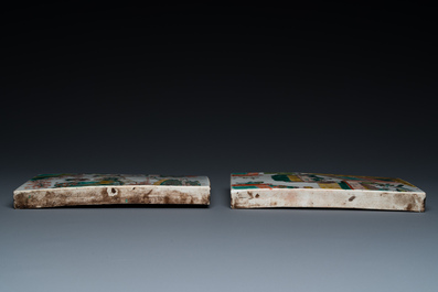 Two rectangular Chinese famille verte plaques, Kangxi