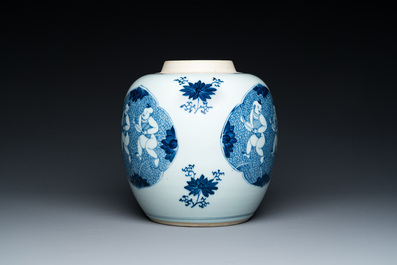 A Chinese blue and white 'Hehe Erxian' jar, Kangxi
