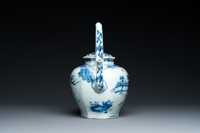 Een Chinese blauw-witte wijnkan met kylins, Transitie periode