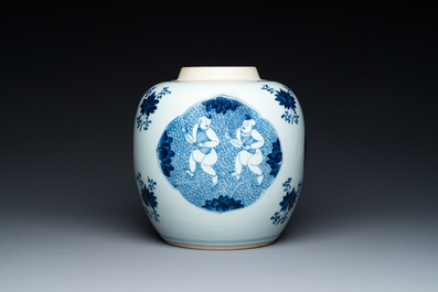 A Chinese blue and white 'Hehe Erxian' jar, Kangxi