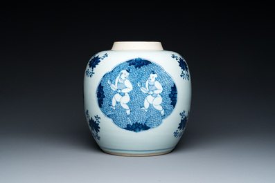 A Chinese blue and white 'Hehe Erxian' jar, Kangxi
