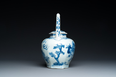Een Chinese blauw-witte wijnkan met kylins, Transitie periode