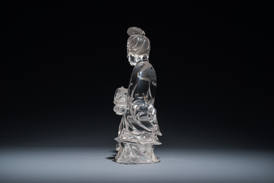 Grande sculpture de Lan Caihe en cristal de roche, Chine, 19&egrave;me