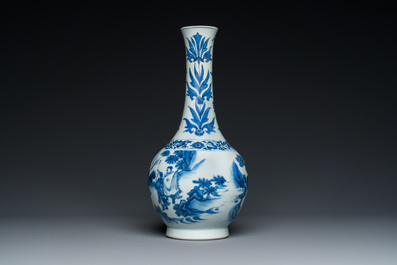 A Chinese blue and white bottle vase, Transitional period