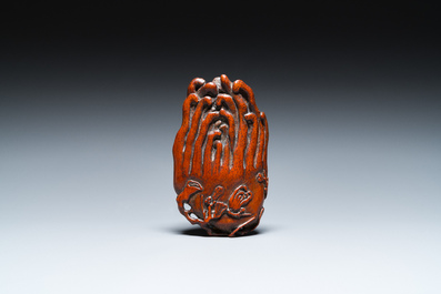 Main de Bouddha en bois de bambou sculpt&eacute;, Chine, 17/18&egrave;me