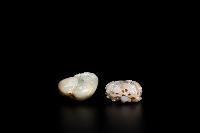 Two Chinese jade carvings, Qing