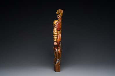 Fragment de retable en bois polychrom&eacute; et dor&eacute; &agrave; d&eacute;cor de 'La flagellation du Christ', probablement Anvers, d&eacute;but du 16&egrave;me