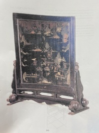 Ecran de table en bois dor&eacute;, laqu&eacute; et polychrom&eacute;, Chine, Shanxi, 16/17&egrave;me