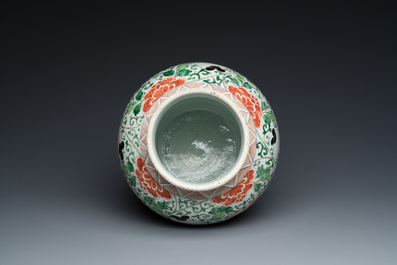 A Chinese famille verte 'Hehe Erxian' vase, Kangxi