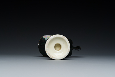 A rare Chinese black-ground enamelled ewer with Ottoman musicians, Qianlong