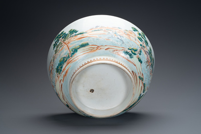 A large Chinese famille rose 'fox hunt' bowl, Qianlong